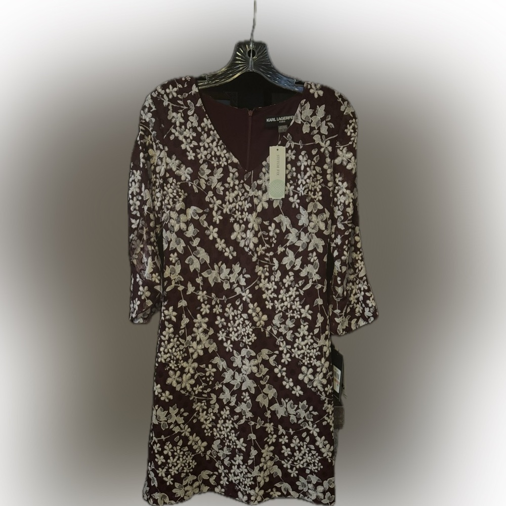 Karl Lagerfeld Ruffle Detail Lace Kint Dress Size 2